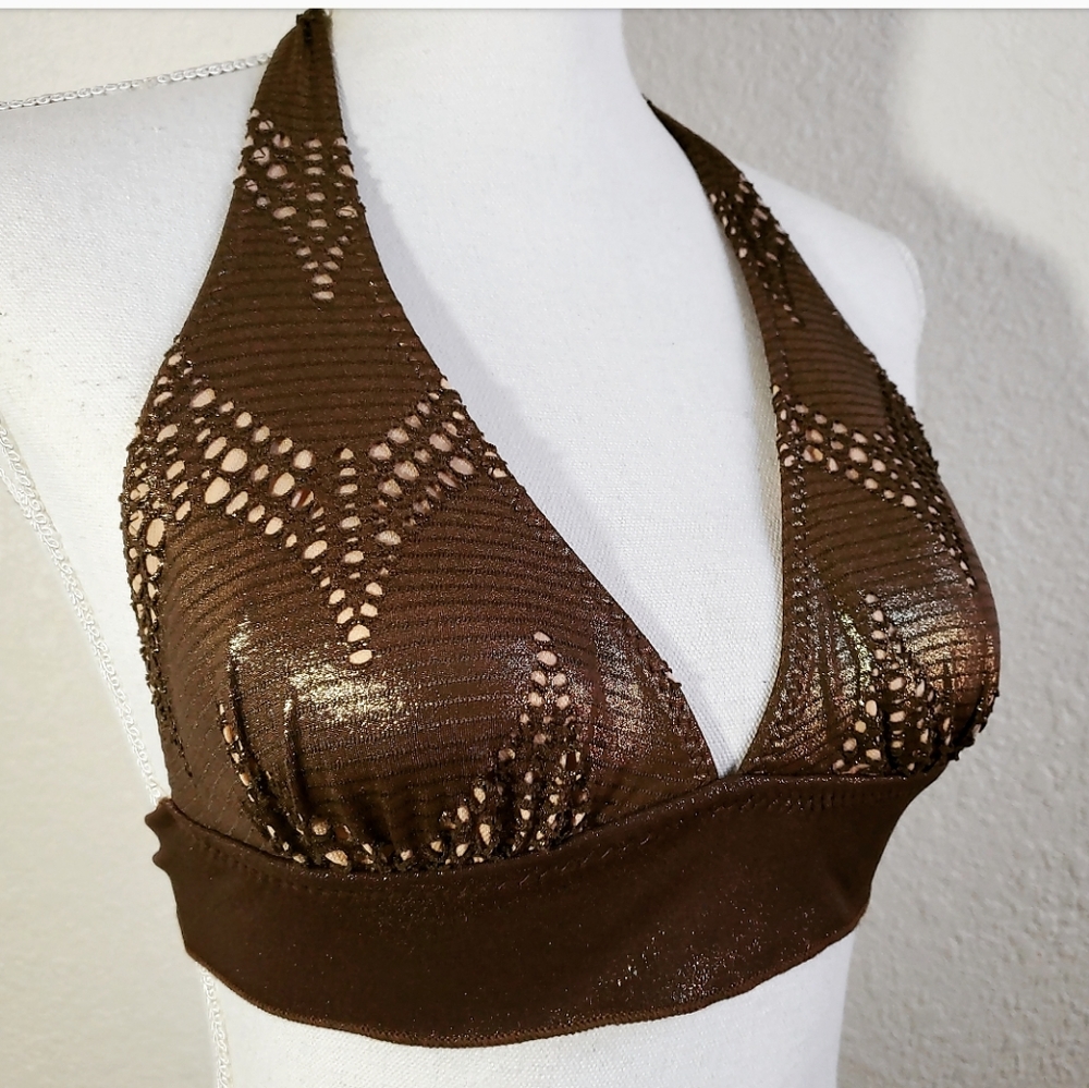 Endless Sun Metallic Halter Swim Top